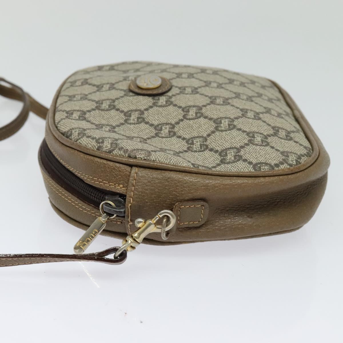 GUCCI GG Plus Supreme Shoulder Bag PVC Beige Gold Auth ep9746