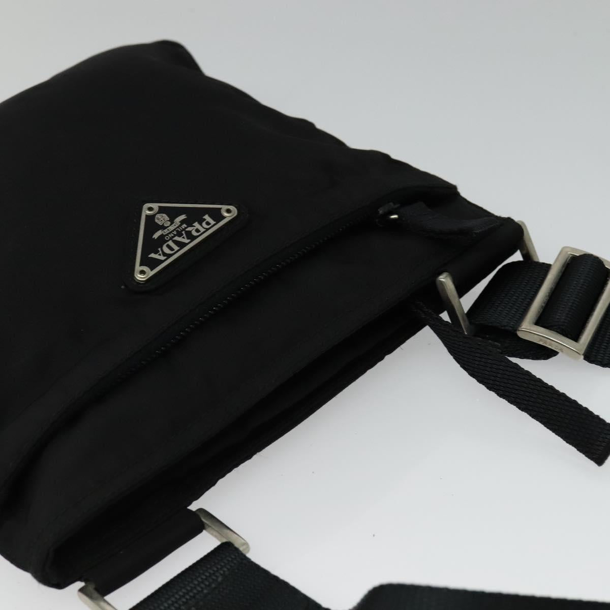 PRADA Shoulder Bag Nylon Black Silver Auth ep9765