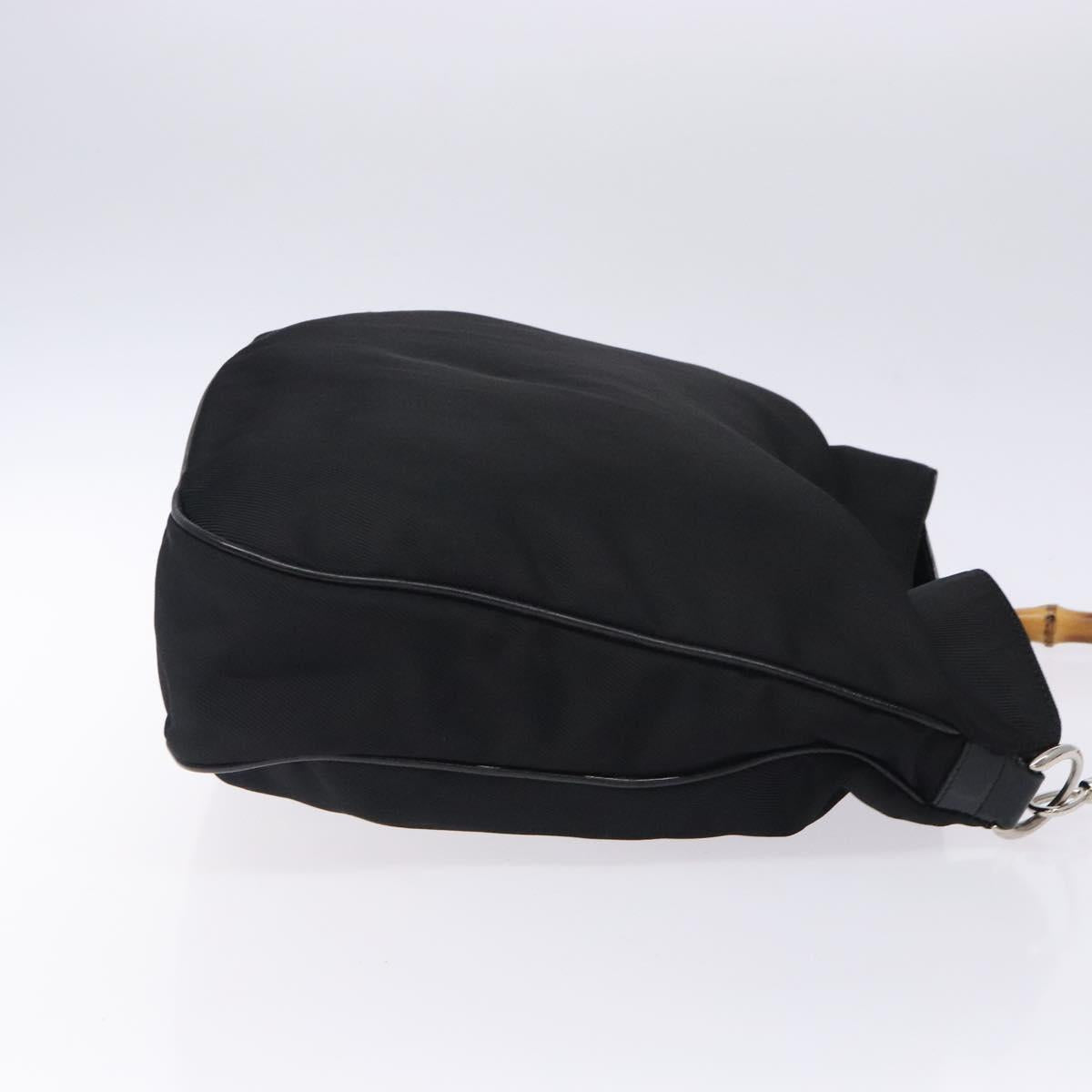GUCCI Bamboo Hand Bag Nylon Black Silver 001 2123 1577 Auth ep9772