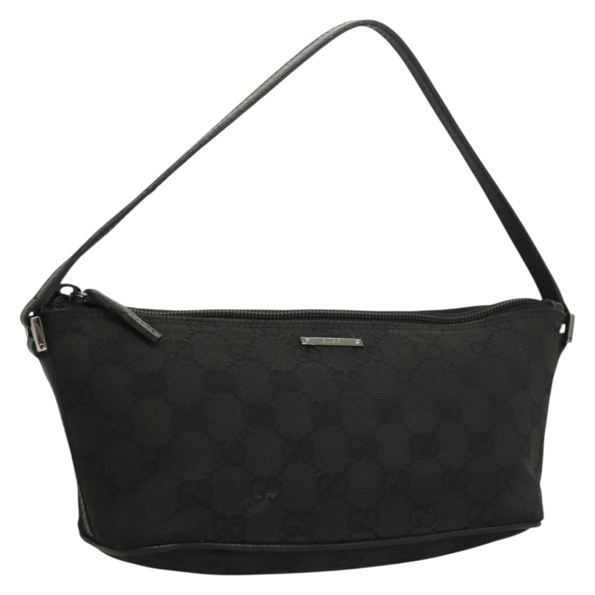 GUCCI GG Canvas Accessory Pouch Black Silver 07198 Auth ep9784