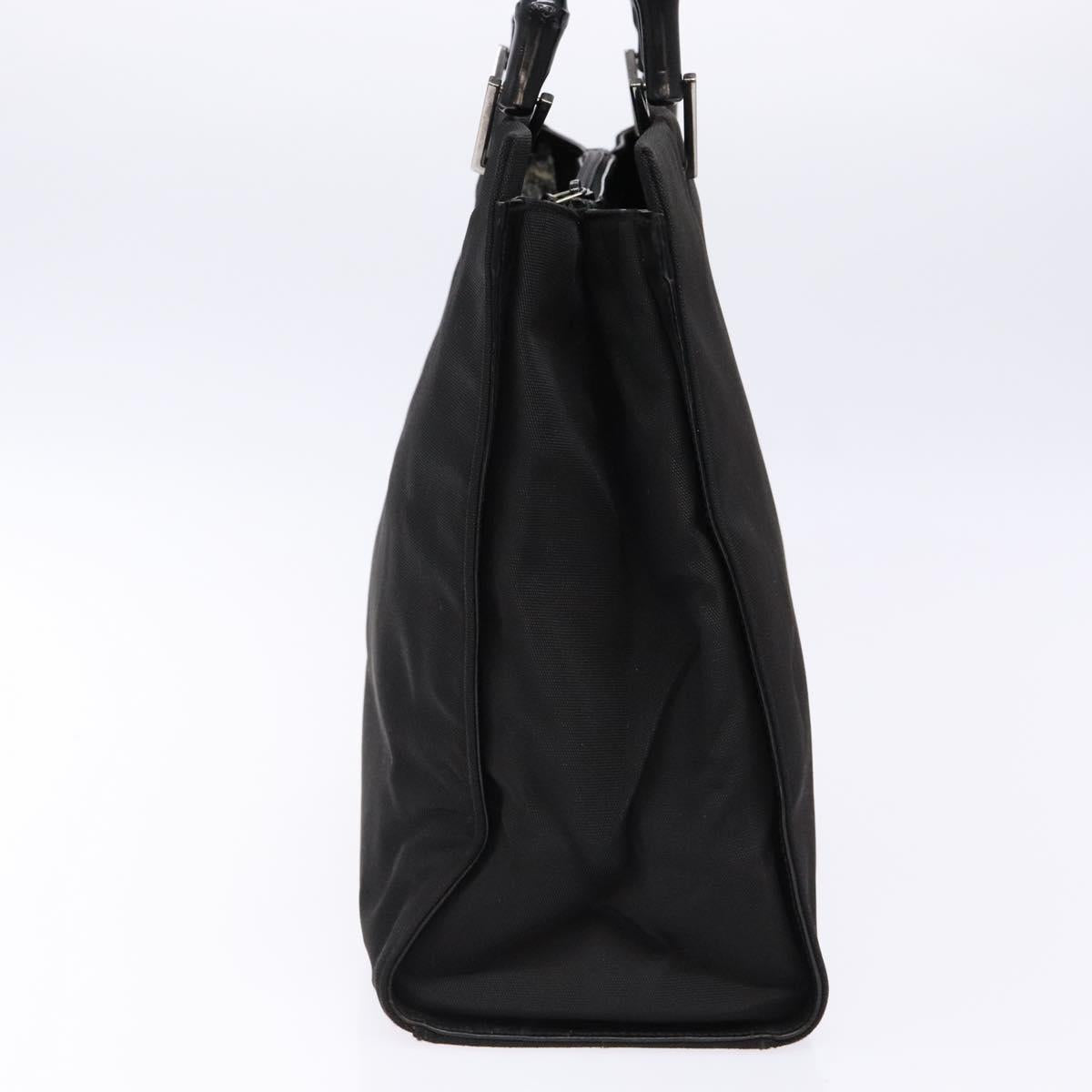 GUCCI Bamboo Hand Bag Nylon Black Silver 002 1010 Auth ep9789