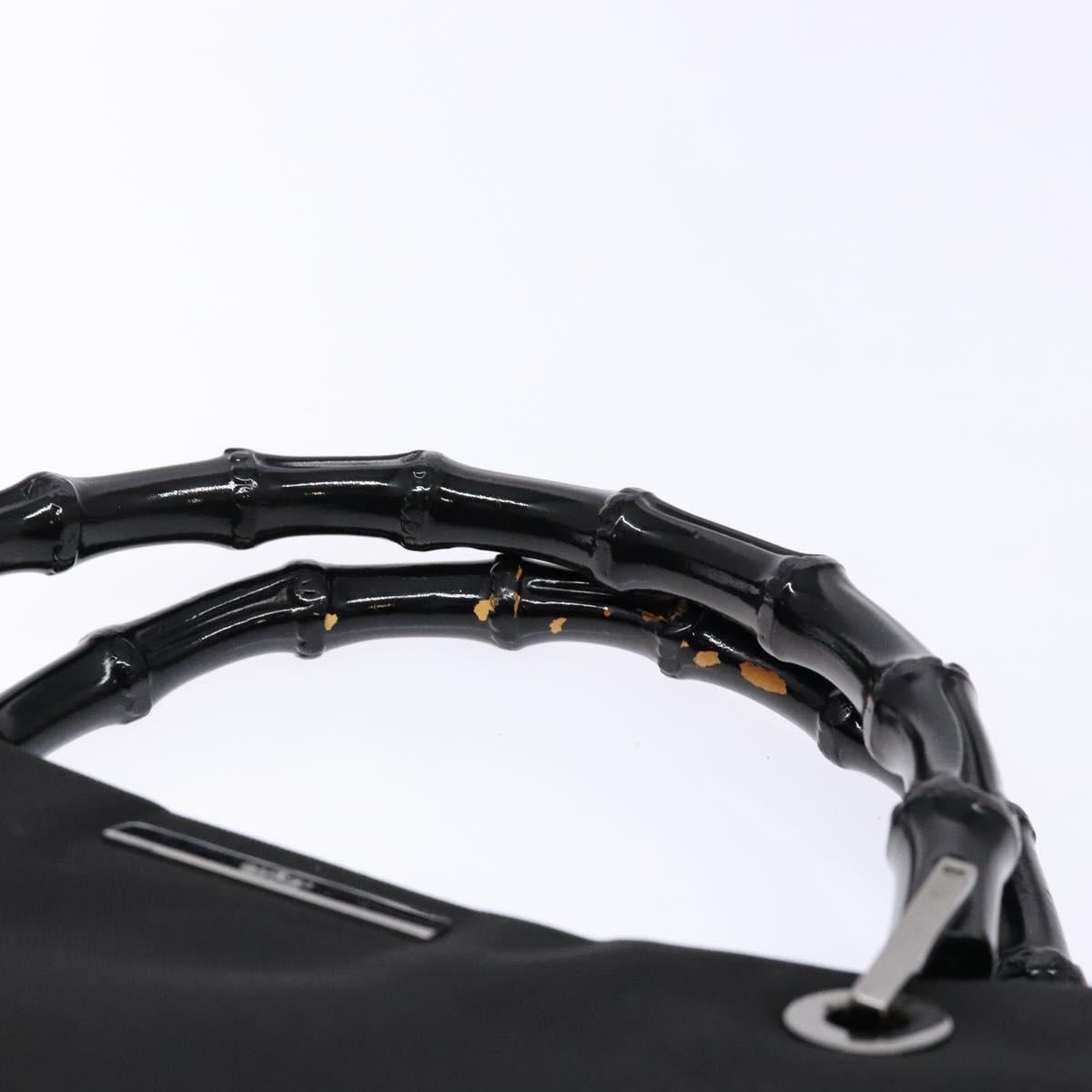 GUCCI Bamboo Hand Bag Nylon Black Silver 002 1010 Auth ep9789