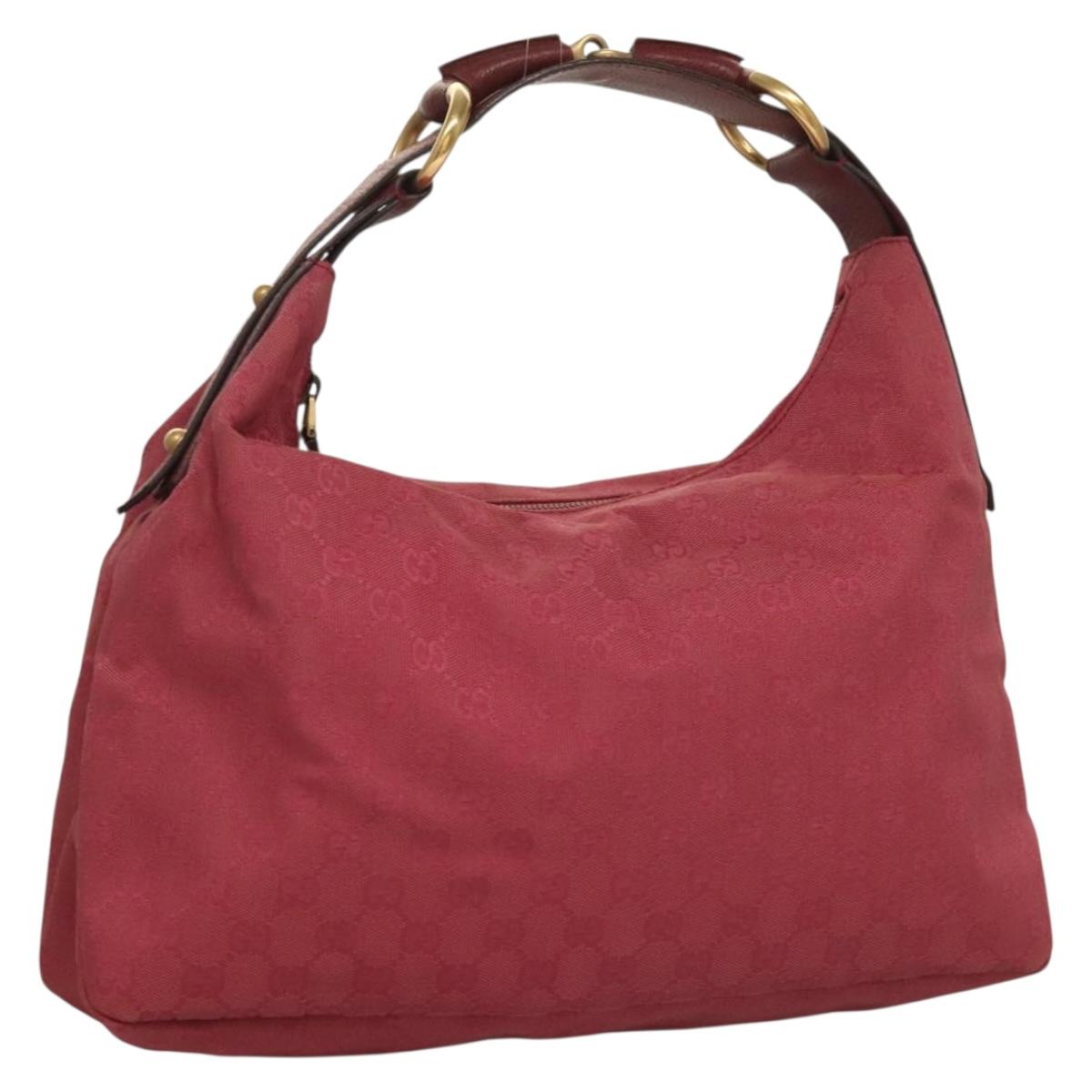GUCCI GG Canvas Shoulder Bag Pink Gold 115867 Auth ep9817
