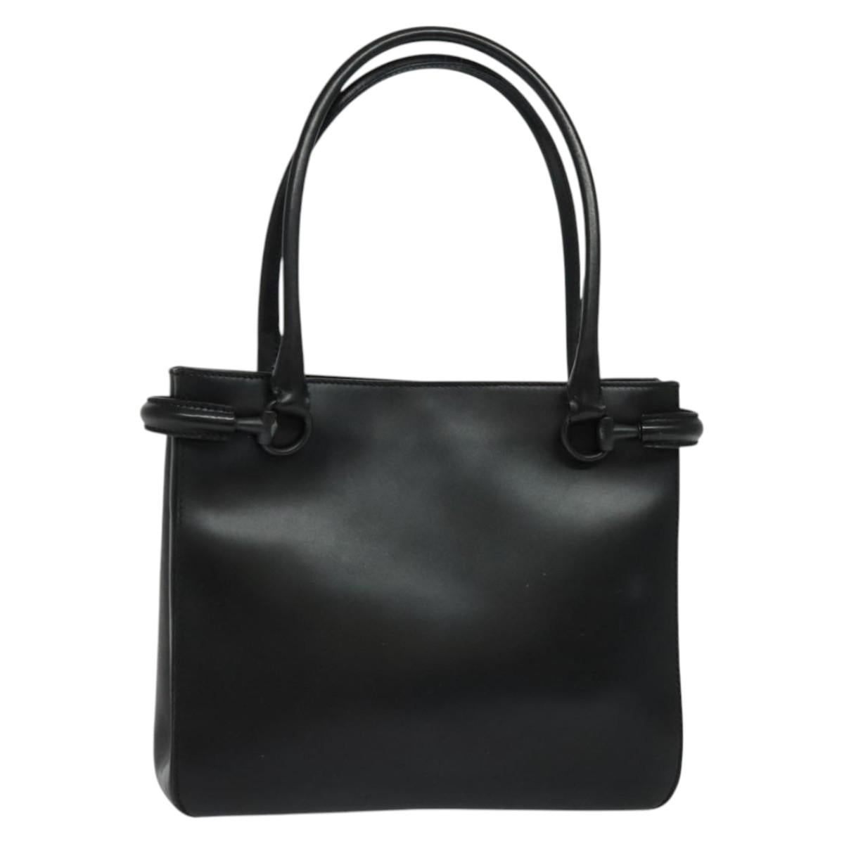 GUCCI Hand Bag Leather Black Silver 101971 Auth ep9823