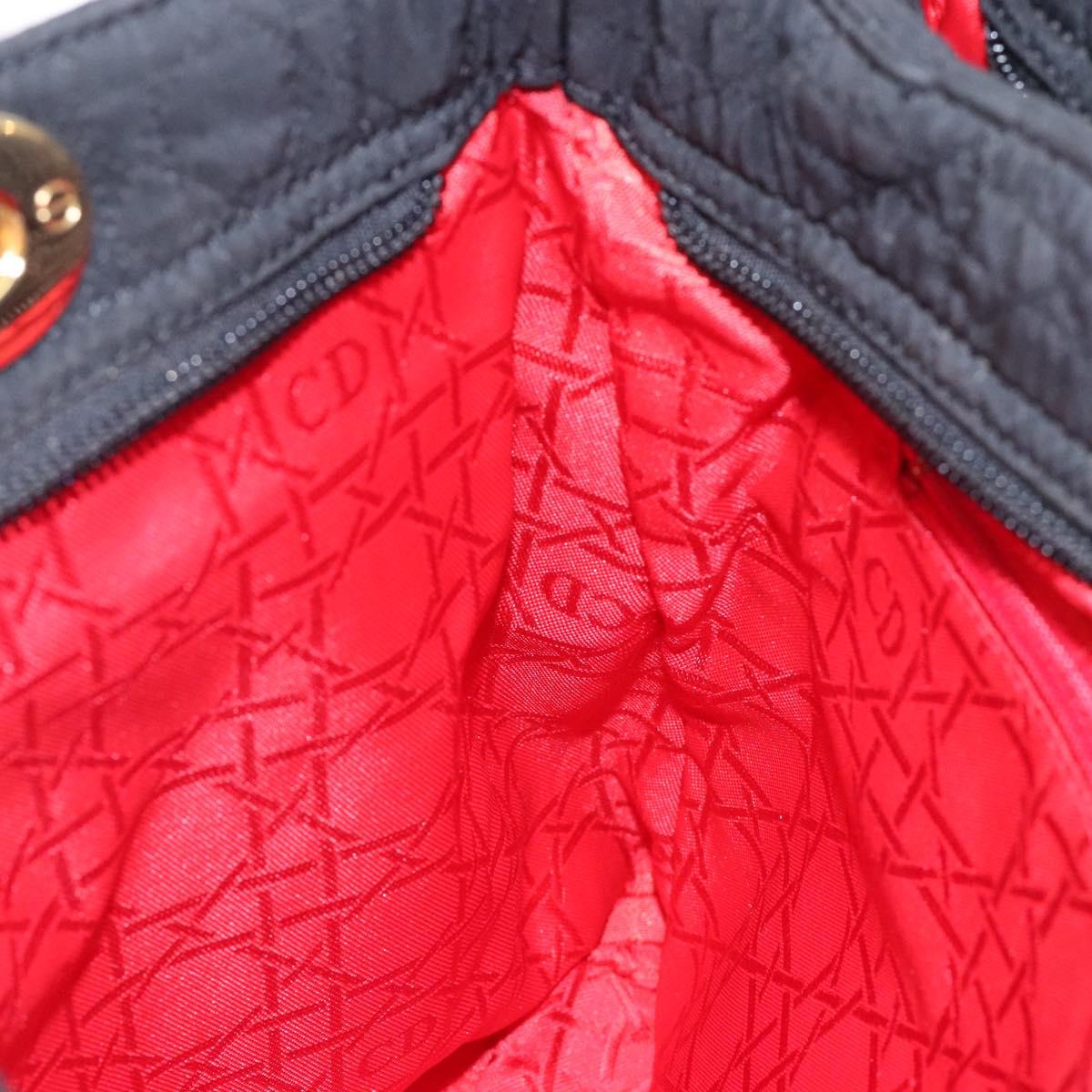 Christian Dior Canage Hand Bag Nylon Black Gold Auth ep9833