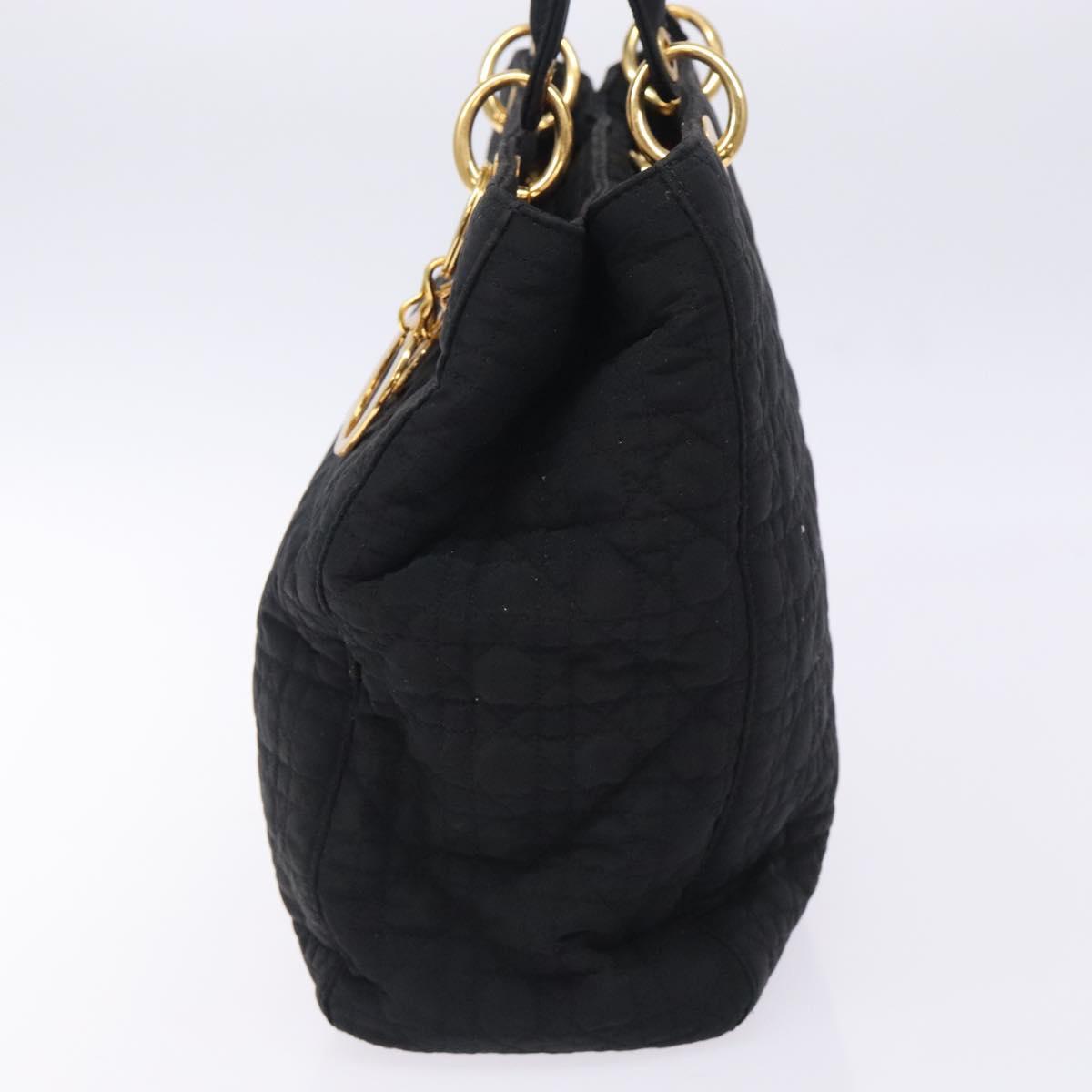 Christian Dior Canage Hand Bag Nylon Black Gold Auth ep9833