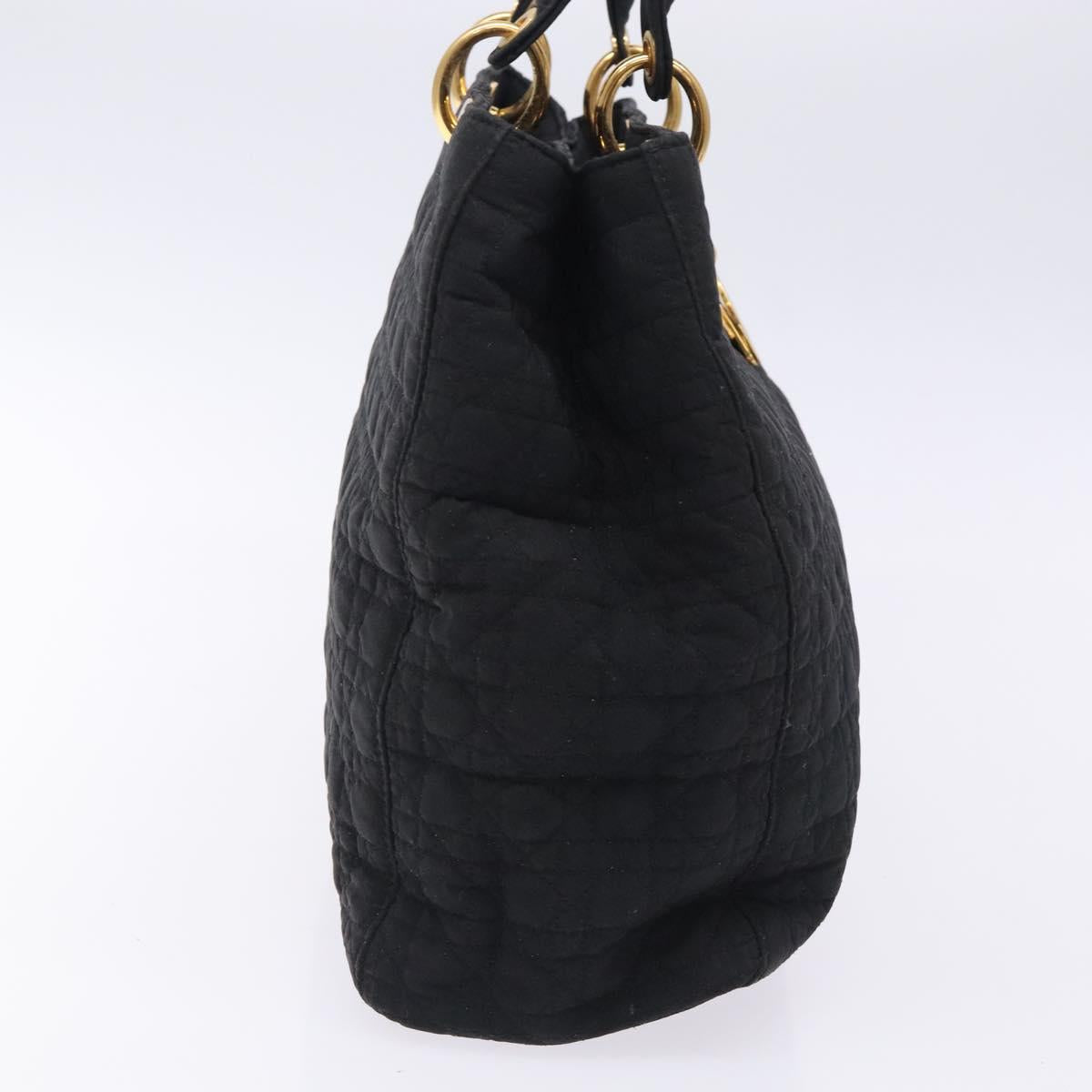 Christian Dior Canage Hand Bag Nylon Black Gold Auth ep9833