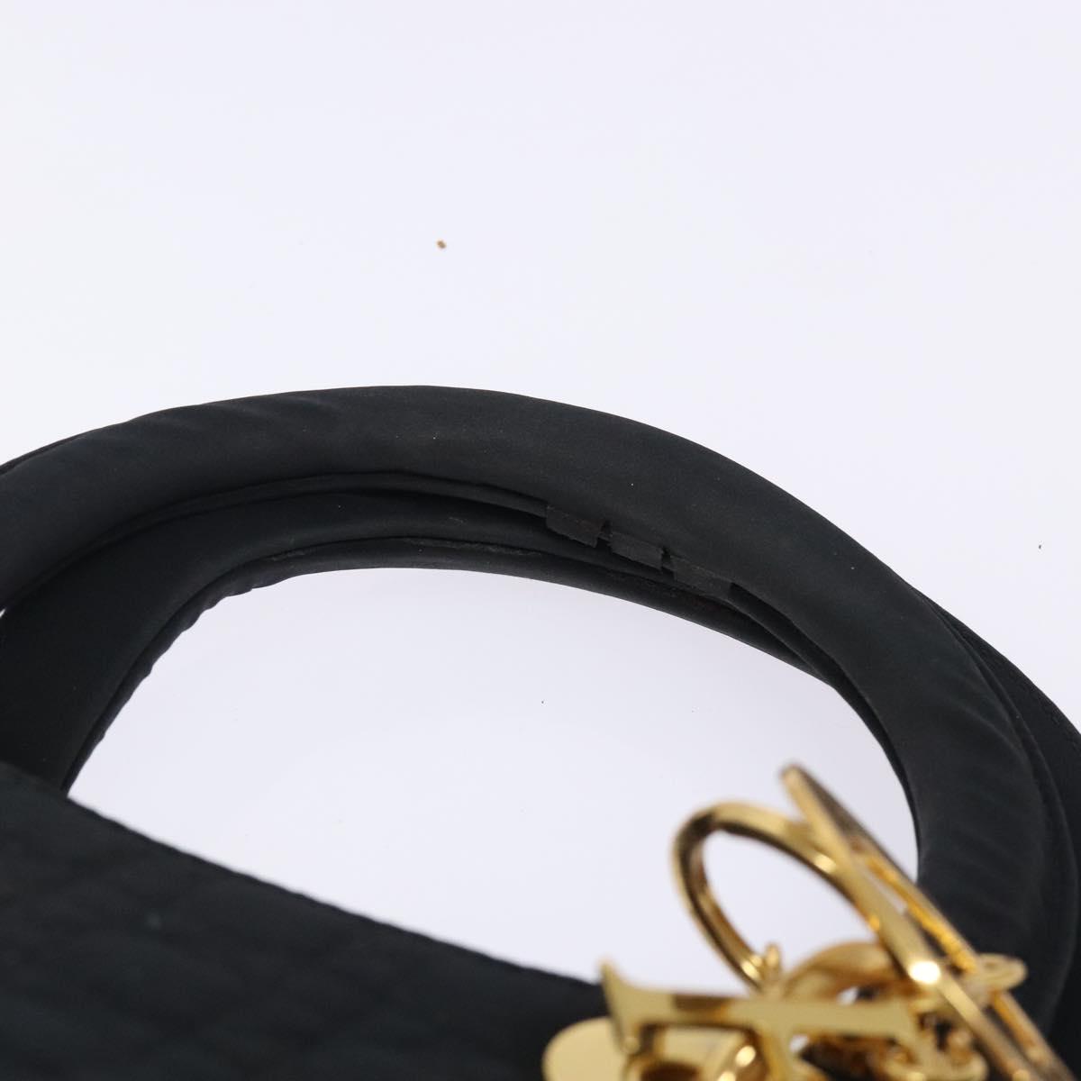 Christian Dior Canage Hand Bag Nylon Black Gold Auth ep9833