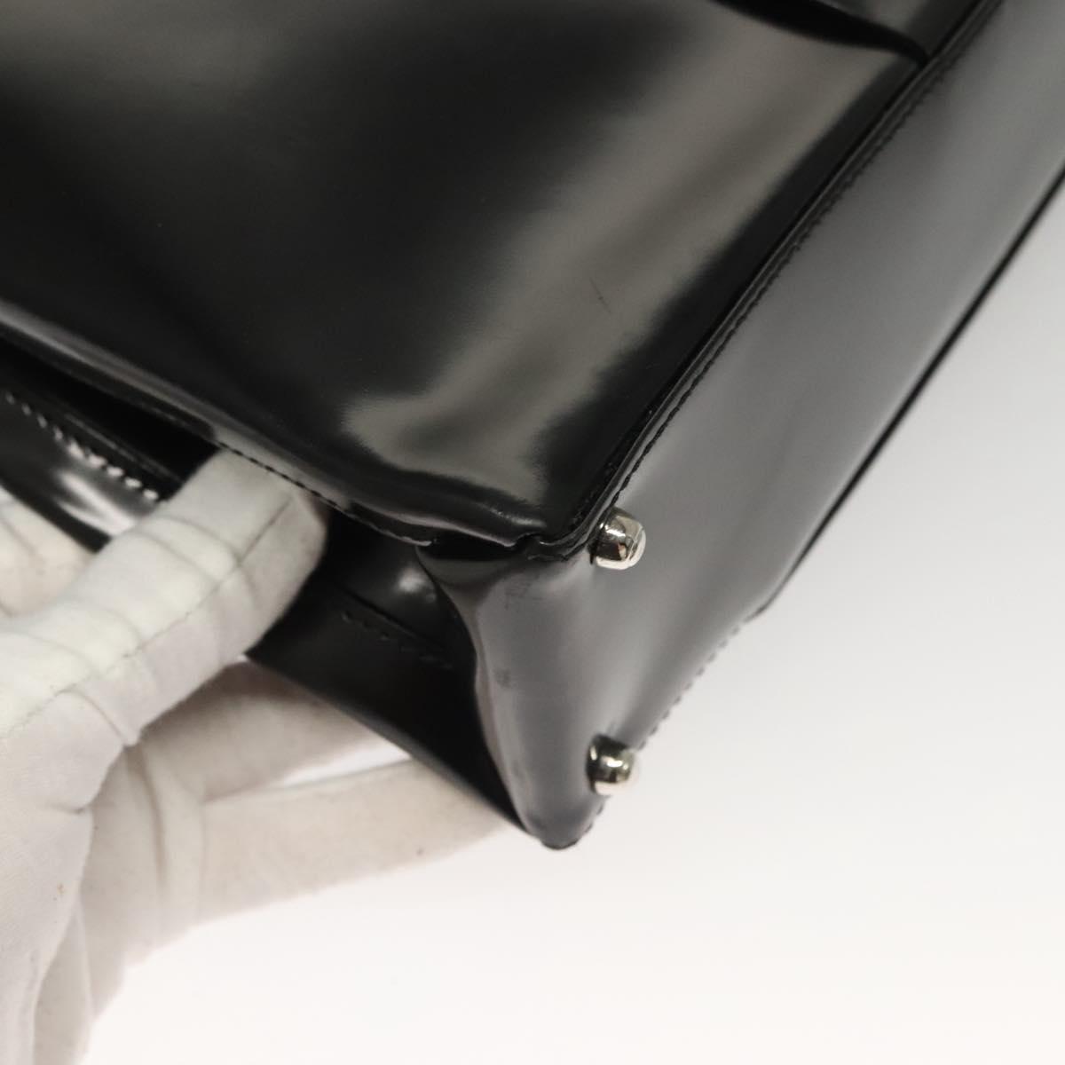 GUCCI Tote Bag Patent leather Black Silver Auth ep9834