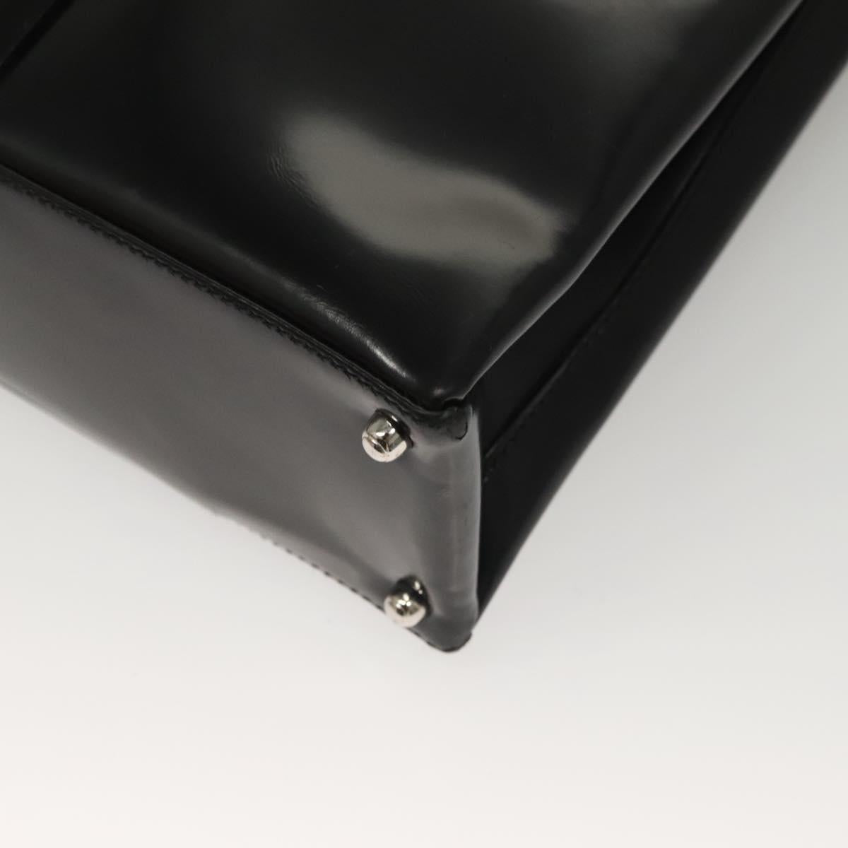 GUCCI Tote Bag Patent leather Black Silver Auth ep9834
