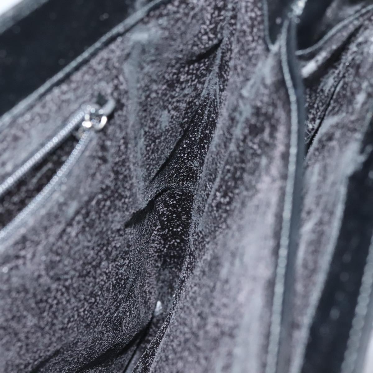 GUCCI Tote Bag Patent leather Black Silver Auth ep9834