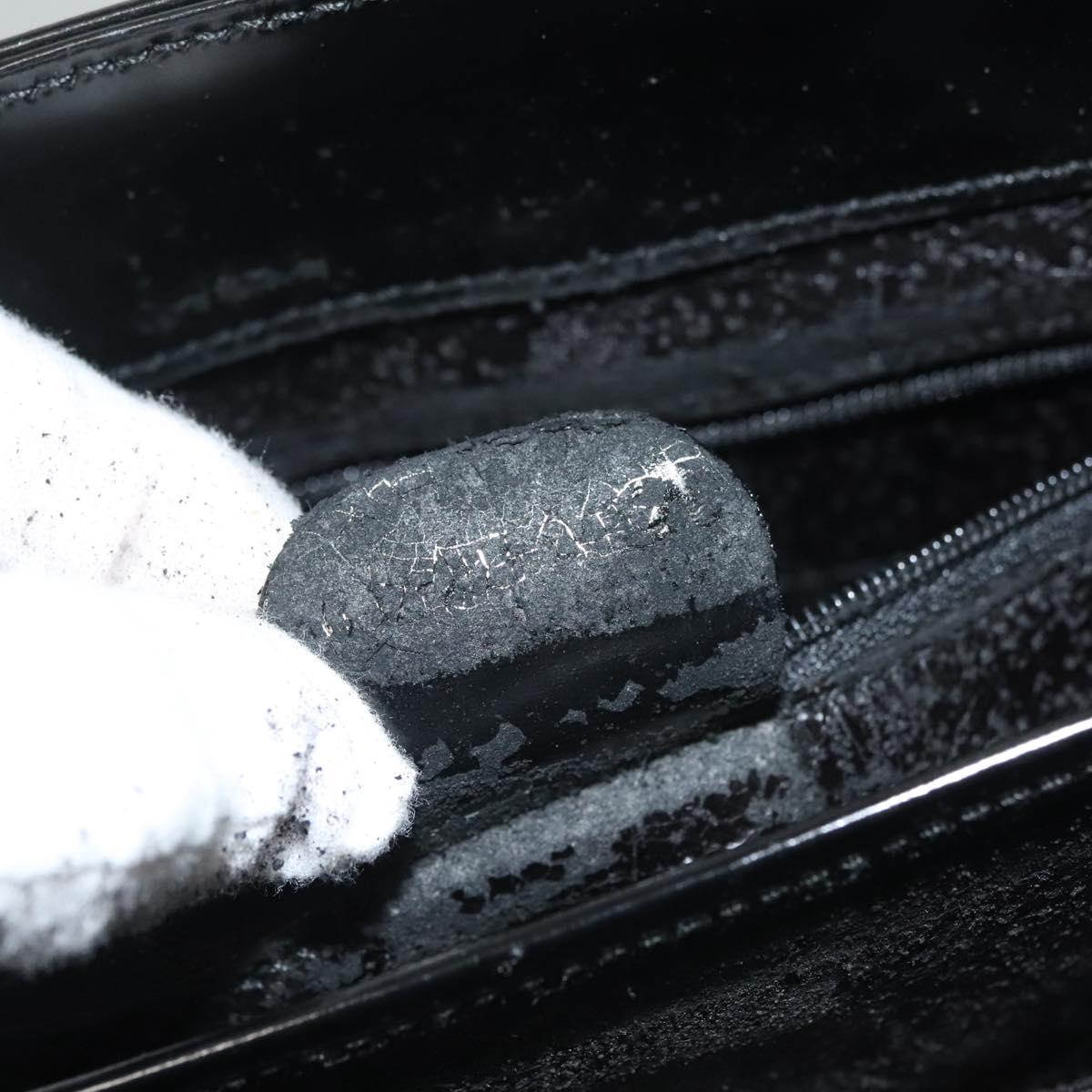 GUCCI Tote Bag Patent leather Black Silver Auth ep9834