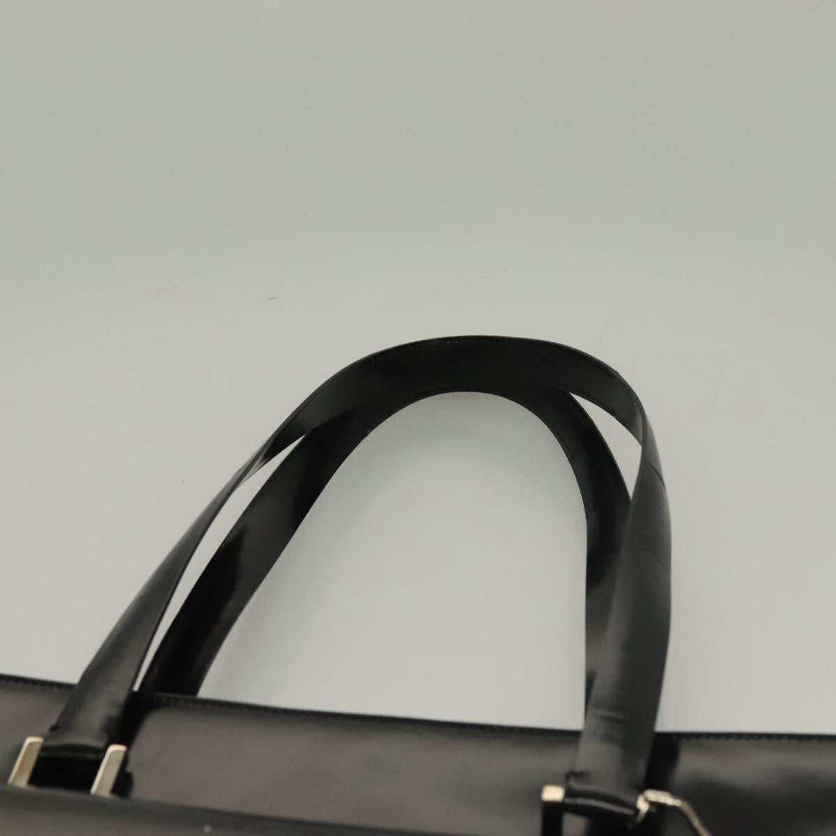 GUCCI Tote Bag Patent leather Black Silver Auth ep9834