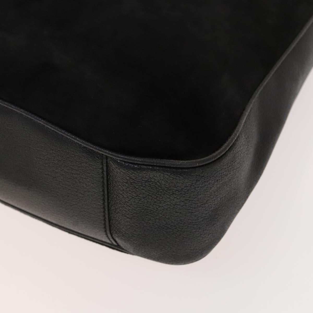 GUCCI Bamboo Hand Bag Suede 2way Black Gold 001 1998 1577 Auth ep9868