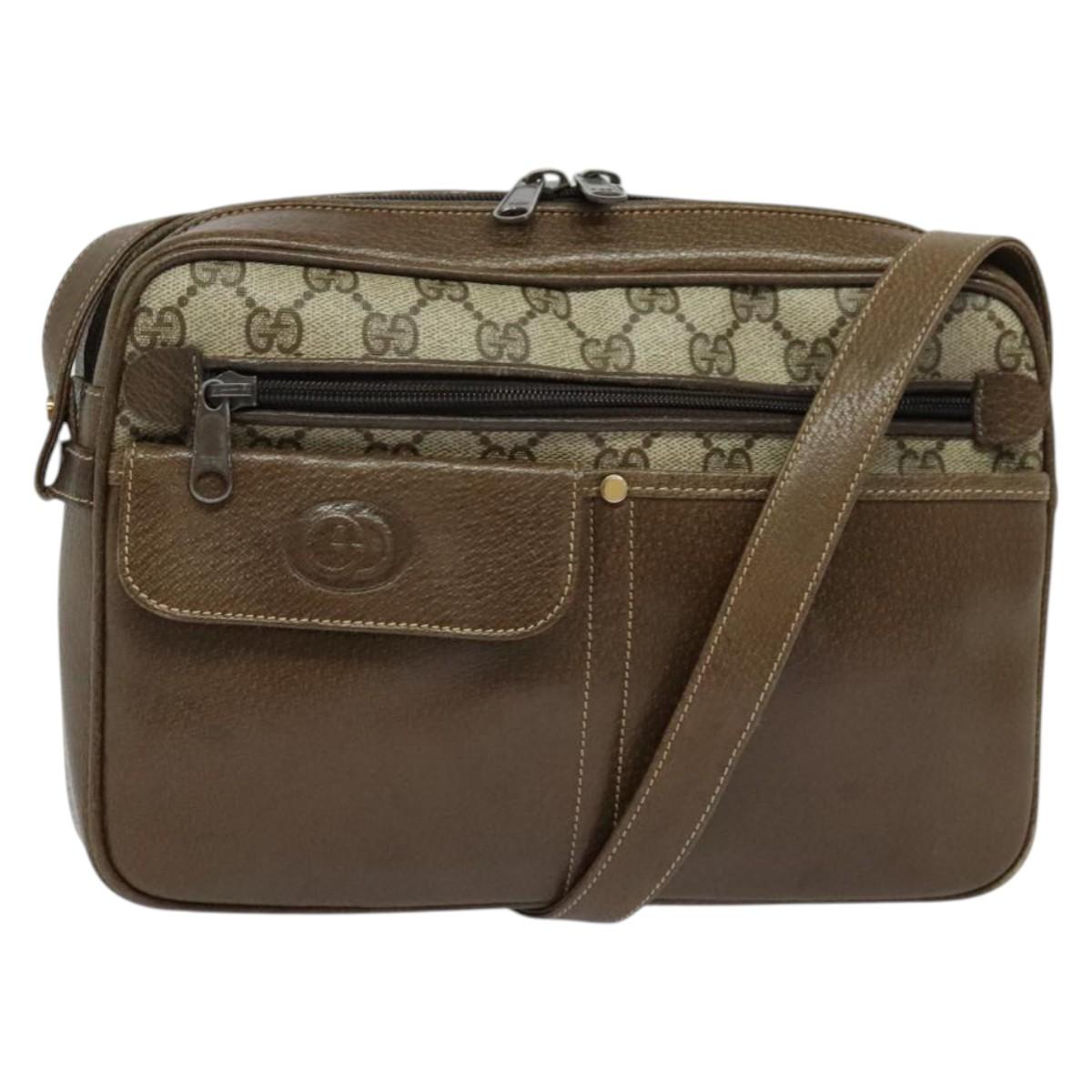 GUCCI GG Supreme Shoulder Bag PVC Beige Gold Auth ep9876