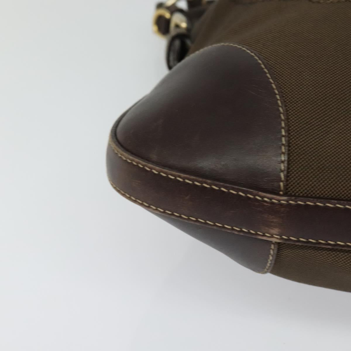 PRADA Shoulder Bag Canvas Brown Gold Auth ep9878