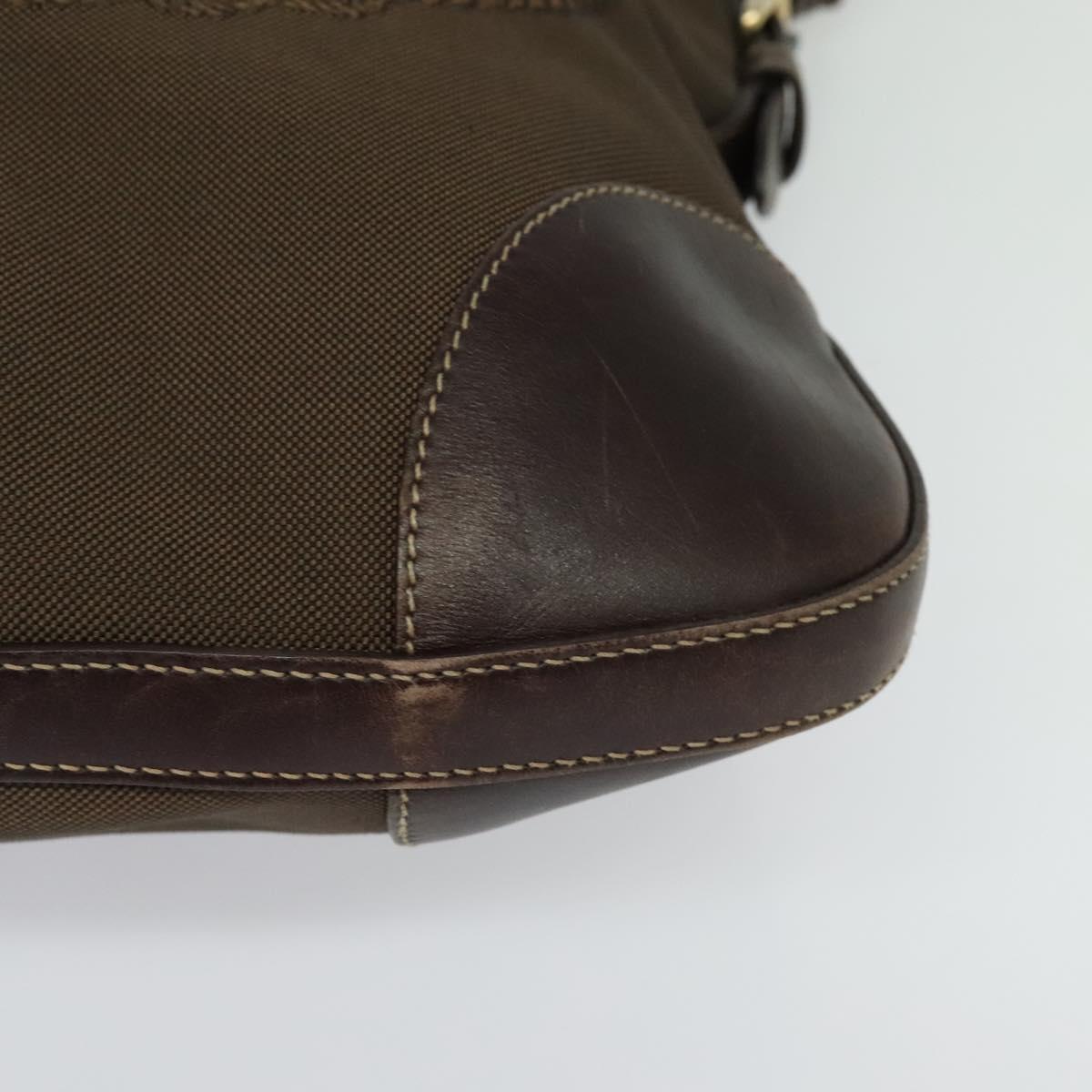 PRADA Shoulder Bag Canvas Brown Gold Auth ep9878