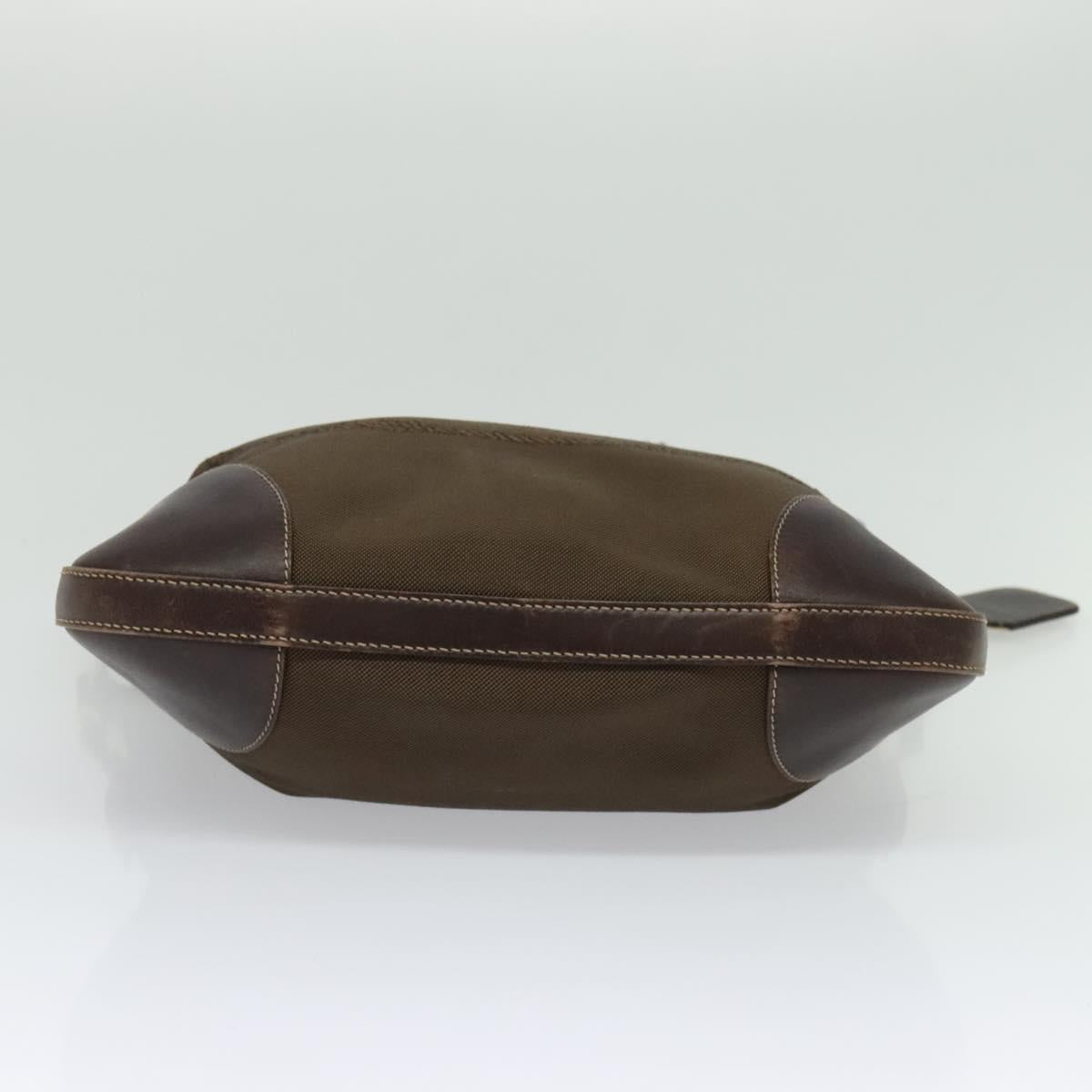 PRADA Shoulder Bag Canvas Brown Gold Auth ep9878