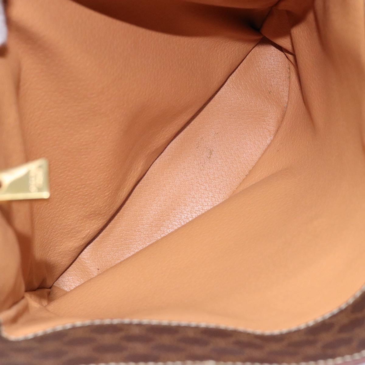 CELINE Macadam Canvas Hand Bag PVC Leather Brown Gold Auth ep9884