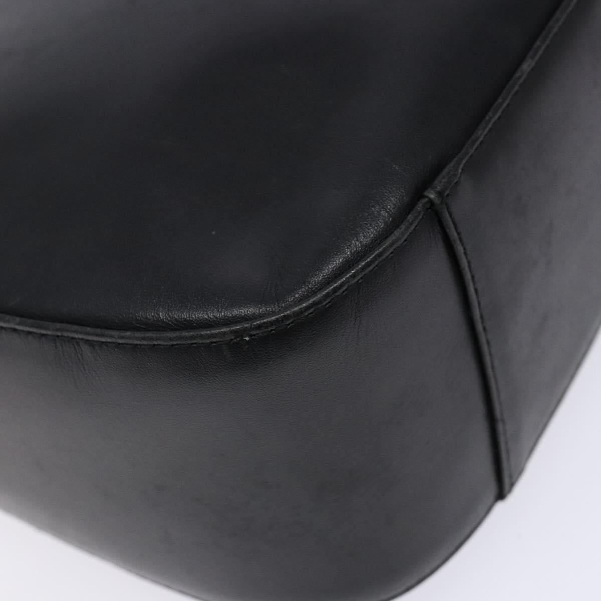 BURBERRY Shoulder Bag Leather Black Silver Auth ep9890