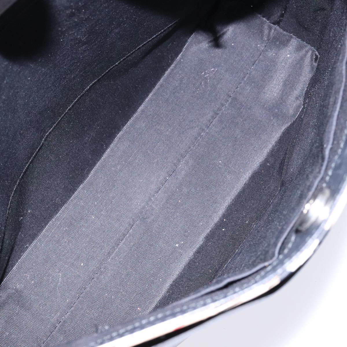 BURBERRY Shoulder Bag Leather Black Silver Auth ep9890