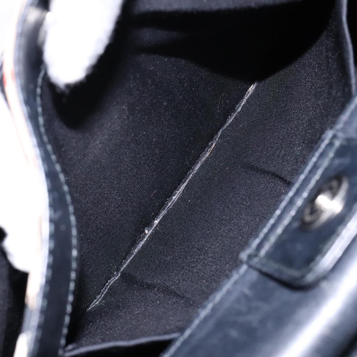 BURBERRY Shoulder Bag Leather Black Silver Auth ep9890