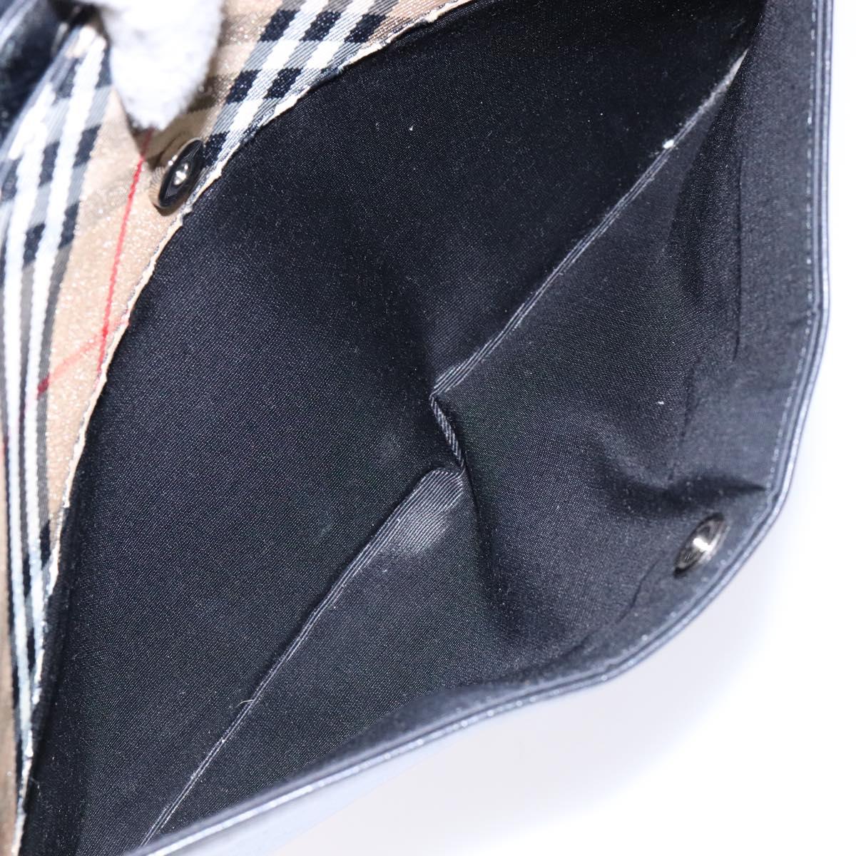 BURBERRY Shoulder Bag Leather Black Silver Auth ep9890