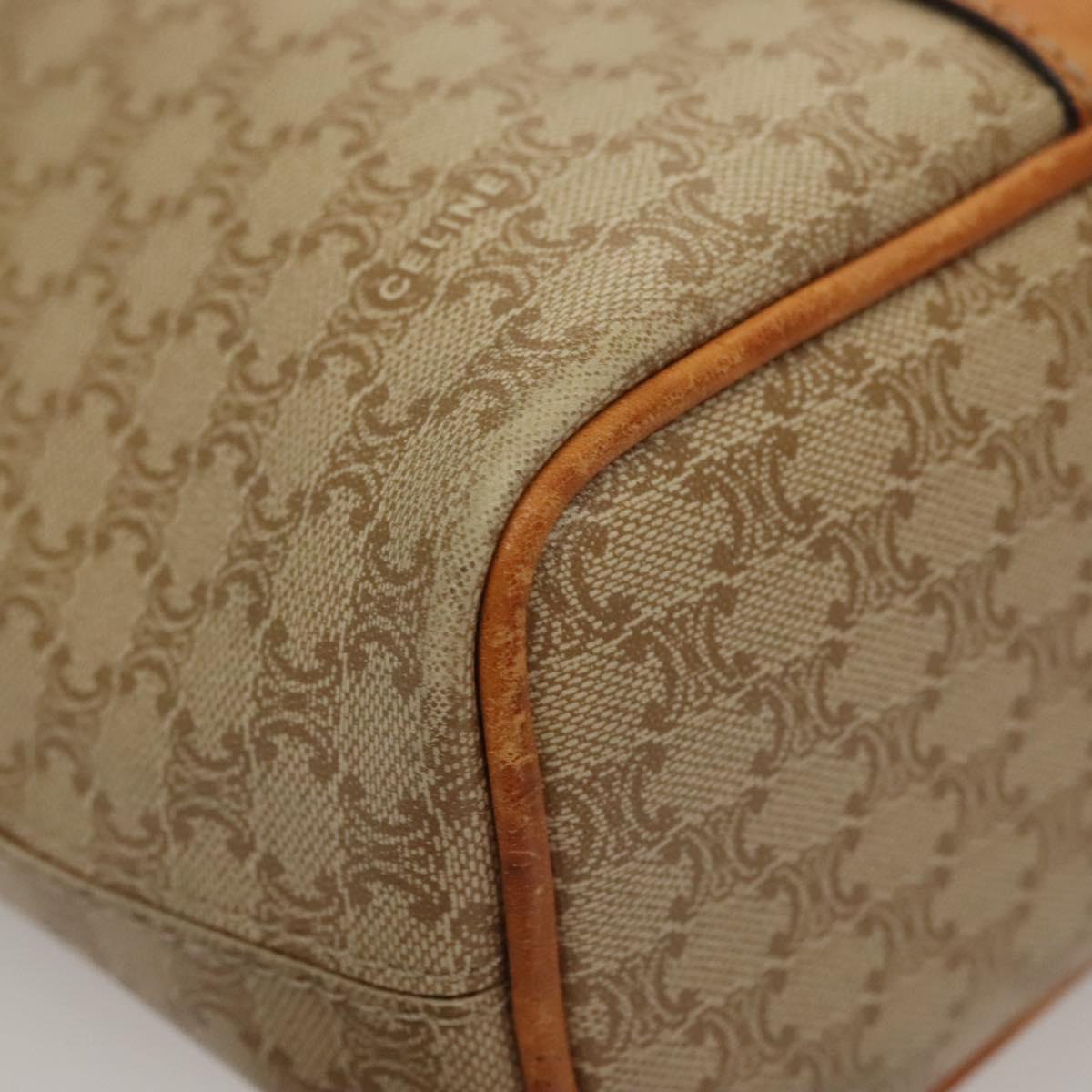 CELINE Macadam Canvas Shoulder Bag PVC Beige Gold Auth ep9897