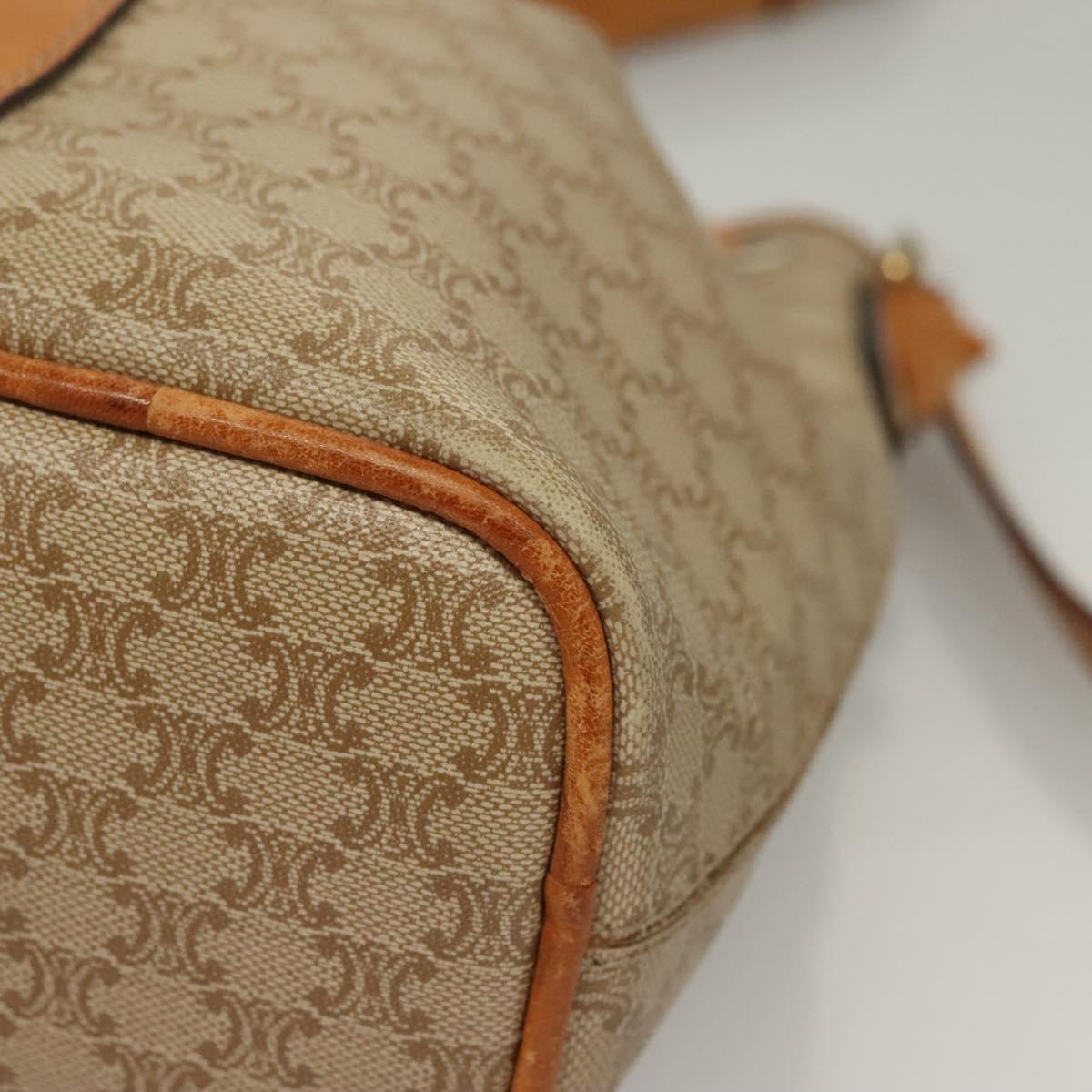 CELINE Macadam Canvas Shoulder Bag PVC Beige Gold Auth ep9897