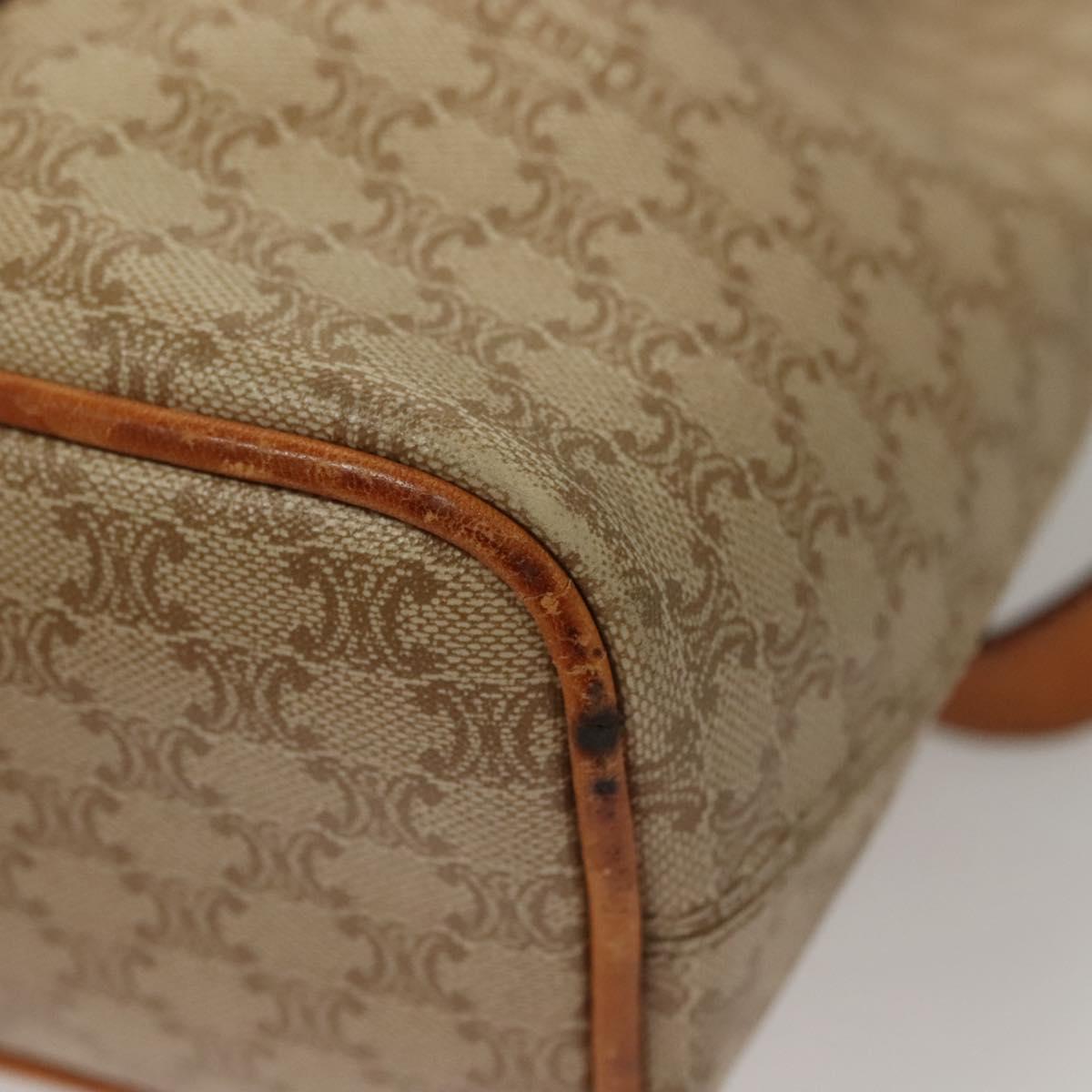 CELINE Macadam Canvas Shoulder Bag PVC Beige Gold Auth ep9897