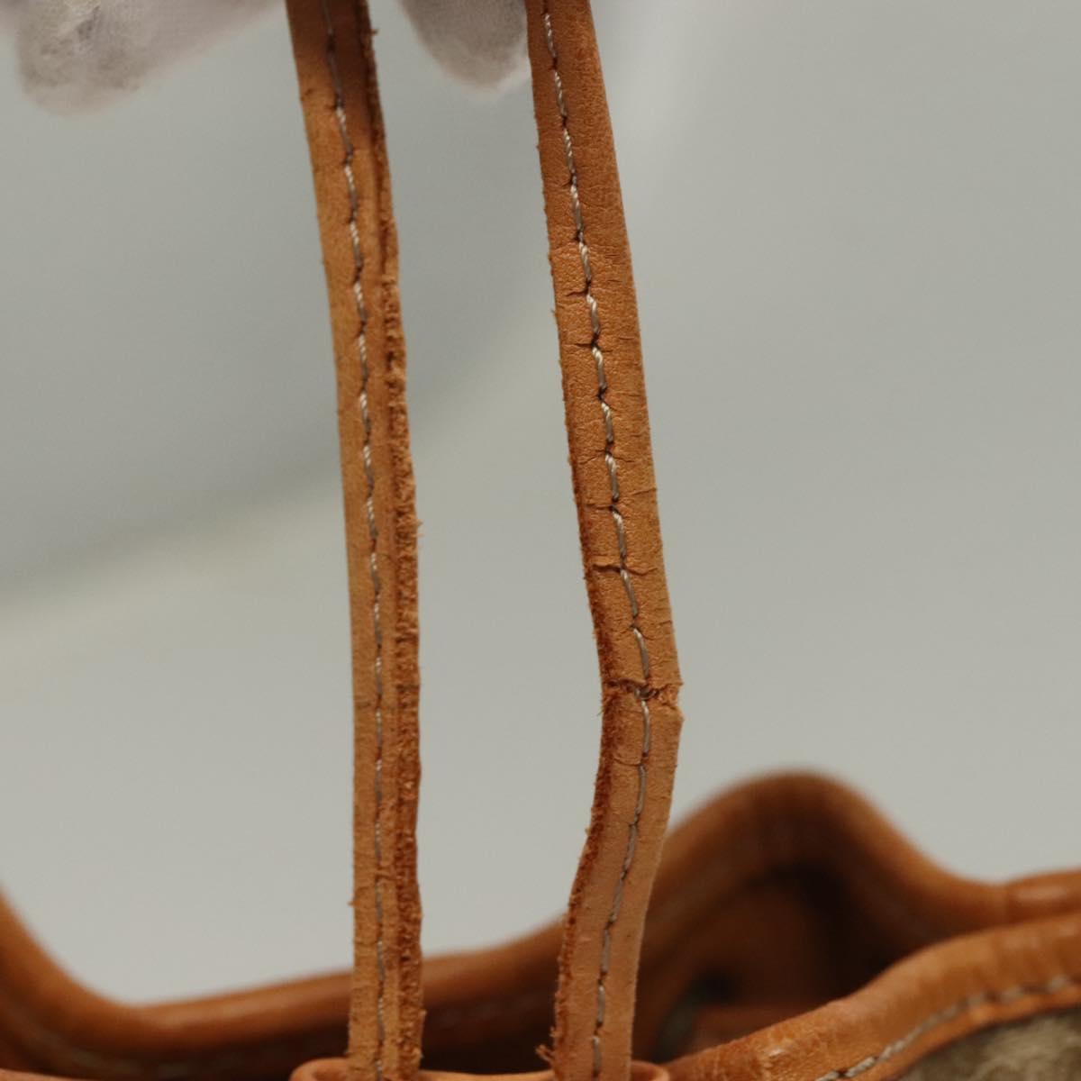CELINE Macadam Canvas Shoulder Bag PVC Beige Gold Auth ep9897
