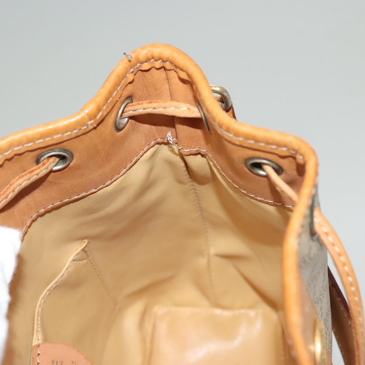 CELINE Macadam Canvas Shoulder Bag PVC Beige Gold Auth ep9897