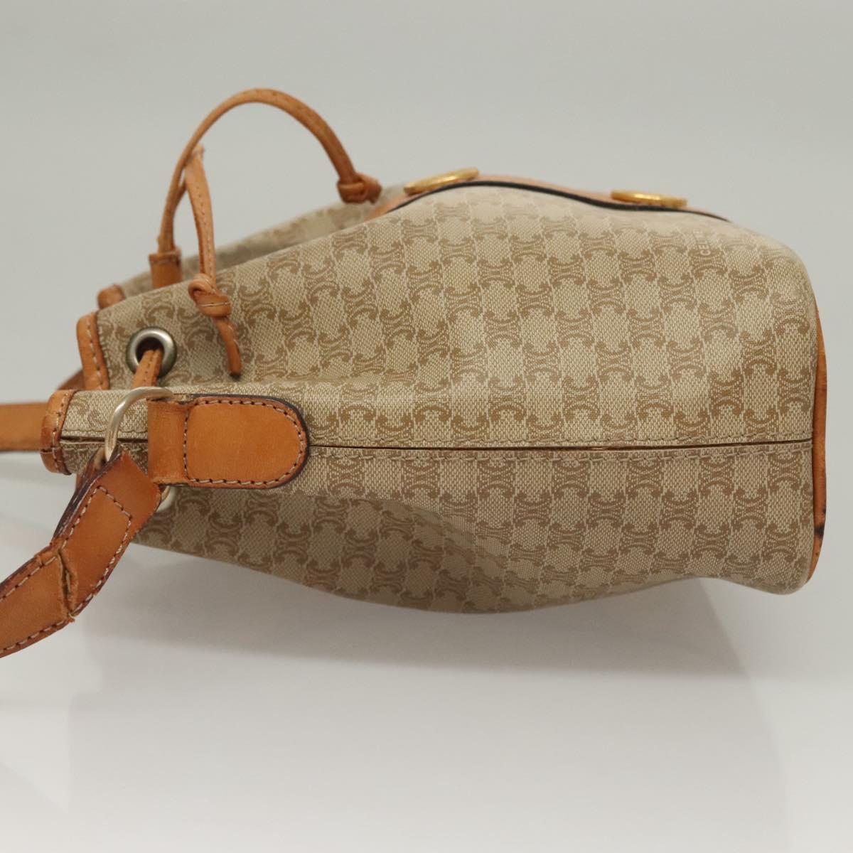 CELINE Macadam Canvas Shoulder Bag PVC Beige Gold Auth ep9897