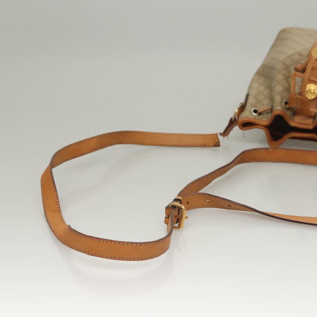 CELINE Macadam Canvas Shoulder Bag PVC Beige Gold Auth ep9897