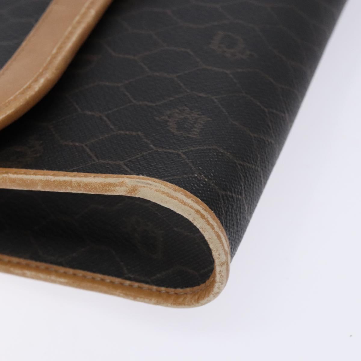Christian Dior Honeycomb Canvas Chain Shoulder Bag PVC Black Gold Auth ep9904