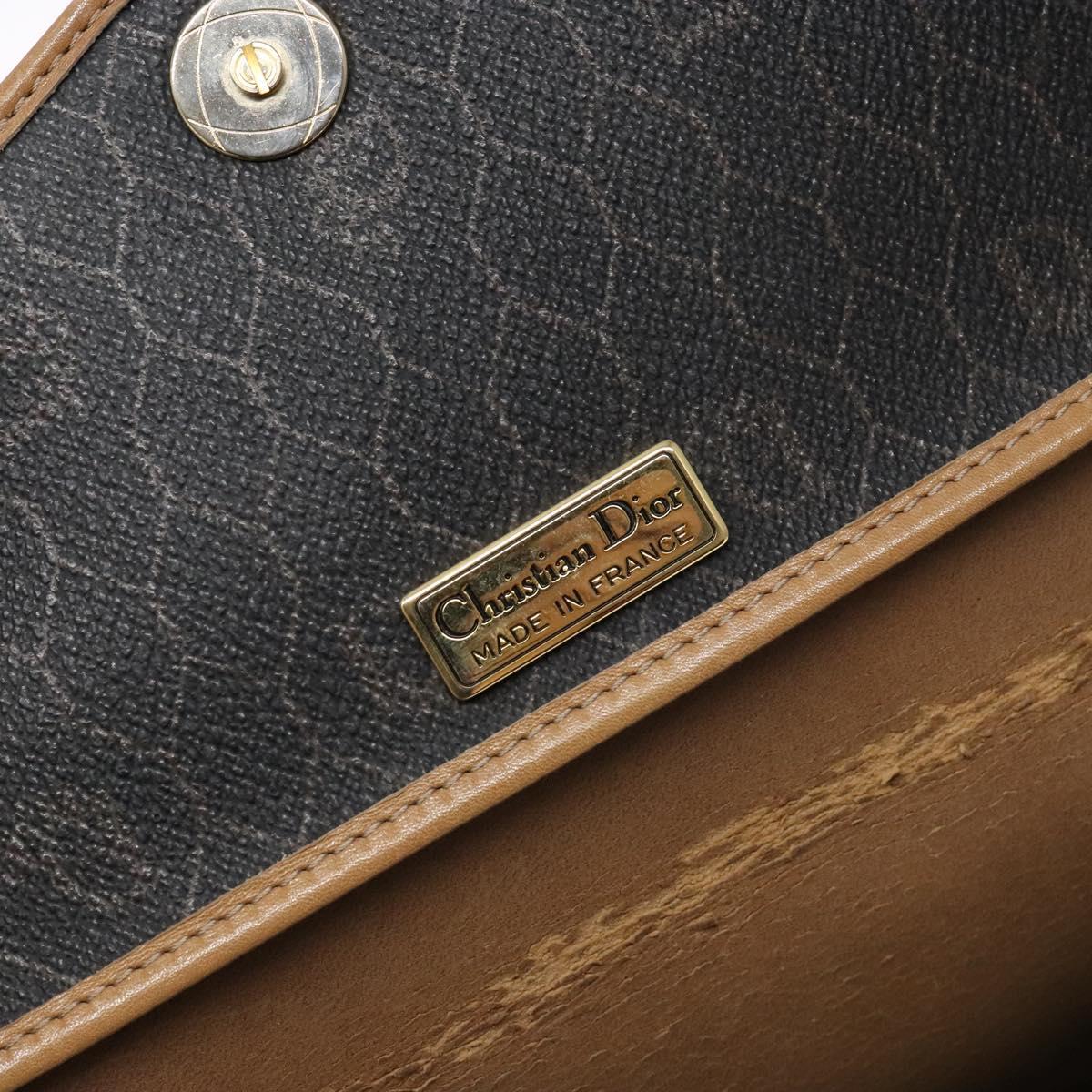 Christian Dior Honeycomb Canvas Chain Shoulder Bag PVC Black Gold Auth ep9904