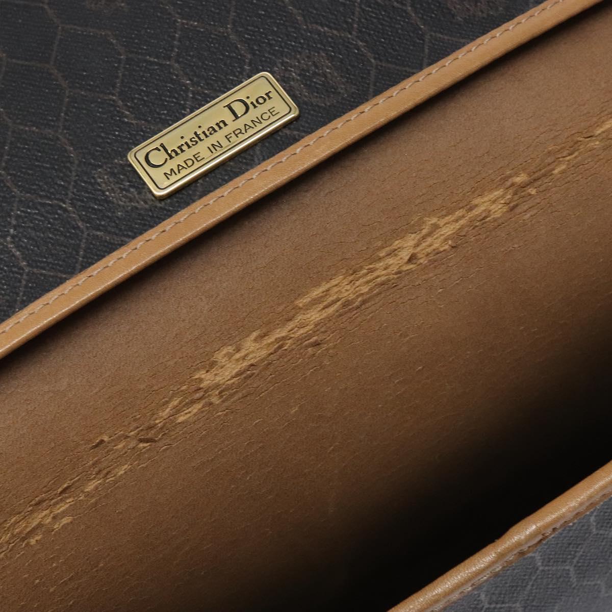 Christian Dior Honeycomb Canvas Chain Shoulder Bag PVC Black Gold Auth ep9904