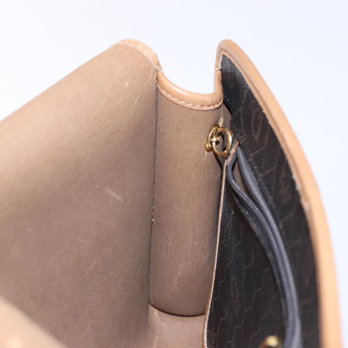 Christian Dior Honeycomb Canvas Chain Shoulder Bag PVC Black Gold Auth ep9904