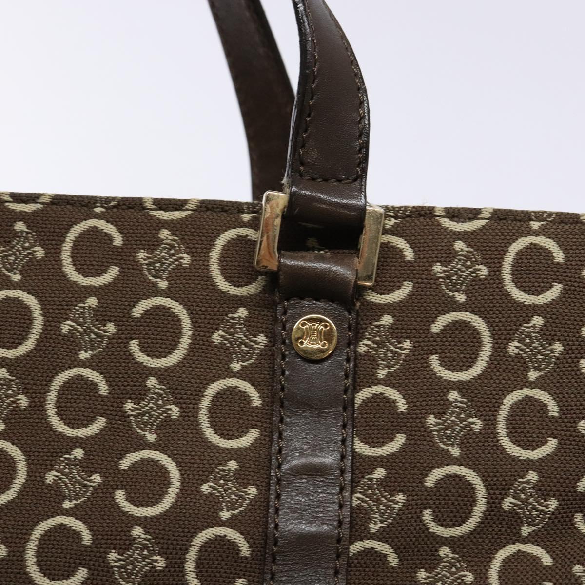 CELINE C Macadam Canvas Hand Bag Brown Gold Auth ep9908
