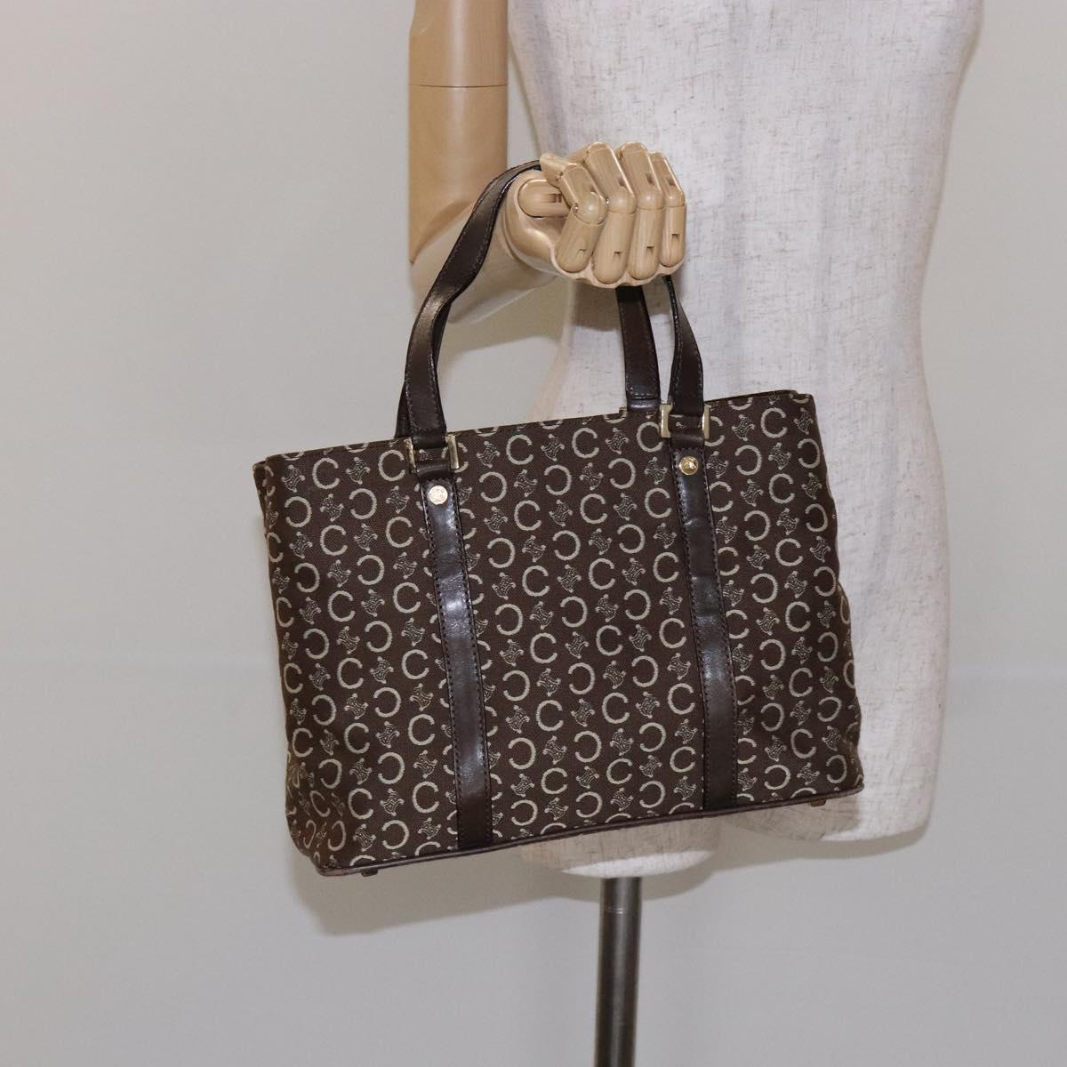 CELINE C Macadam Canvas Hand Bag Brown Gold Auth ep9908