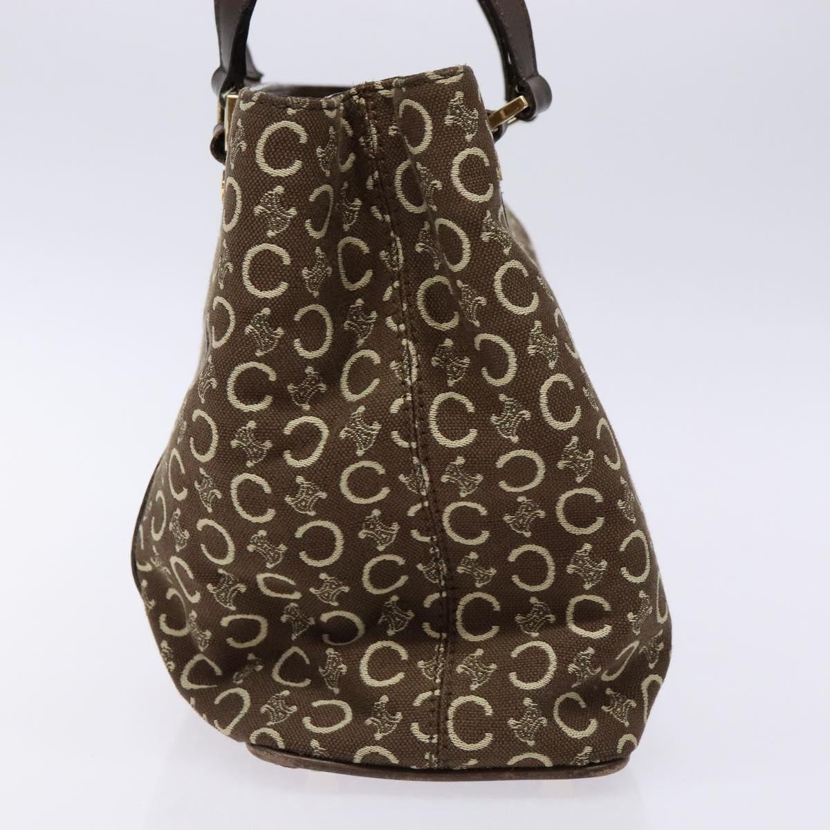 CELINE C Macadam Canvas Hand Bag Brown Gold Auth ep9908