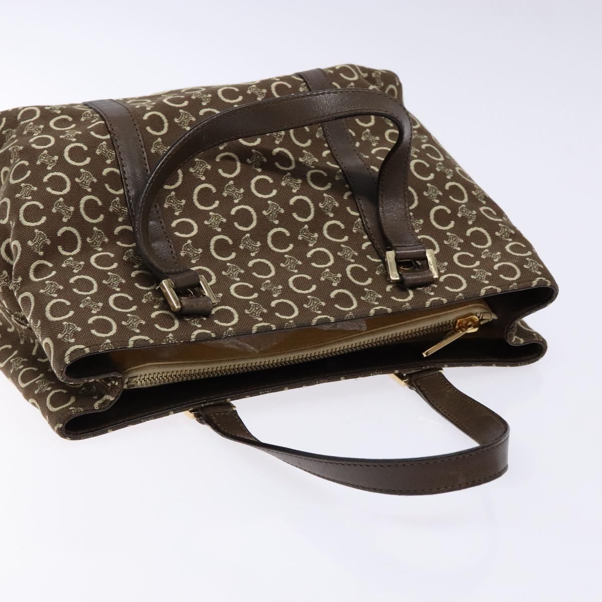 CELINE C Macadam Canvas Hand Bag Brown Gold Auth ep9908