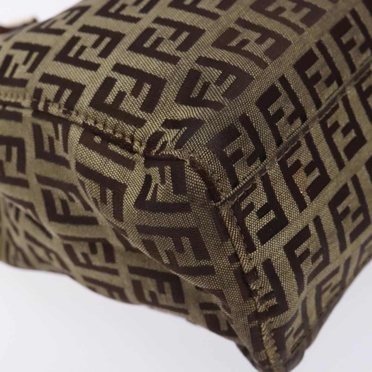 FENDI Zucchino Canvas Hand Bag Beige Brown Auth ep9916