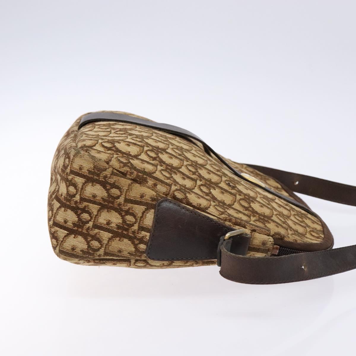 Christian Dior Trotter Canvas Shoulder Bag Brown Gold Auth ep9928