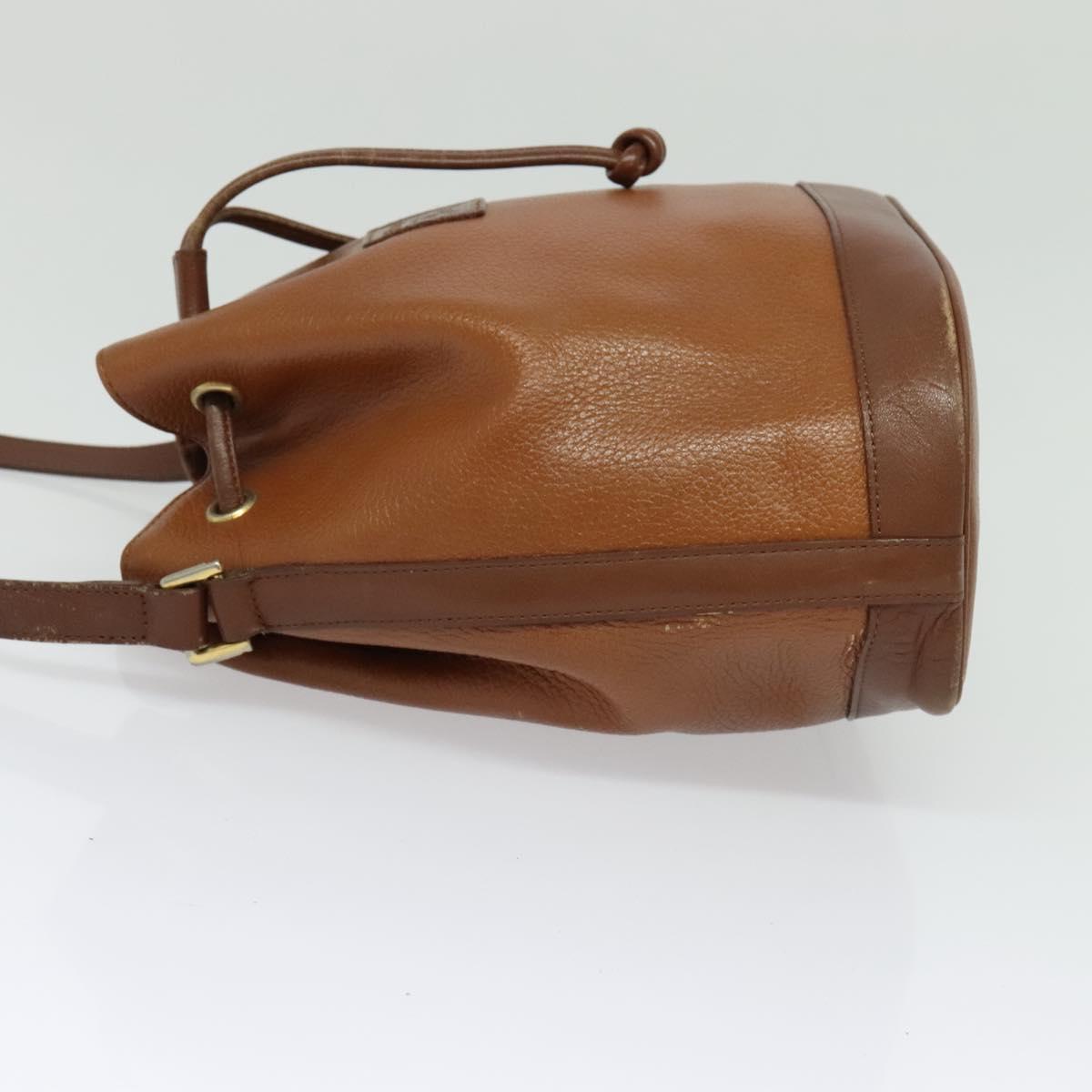 Burberrys Shoulder Bag Leather Brown Gold Auth ep9929