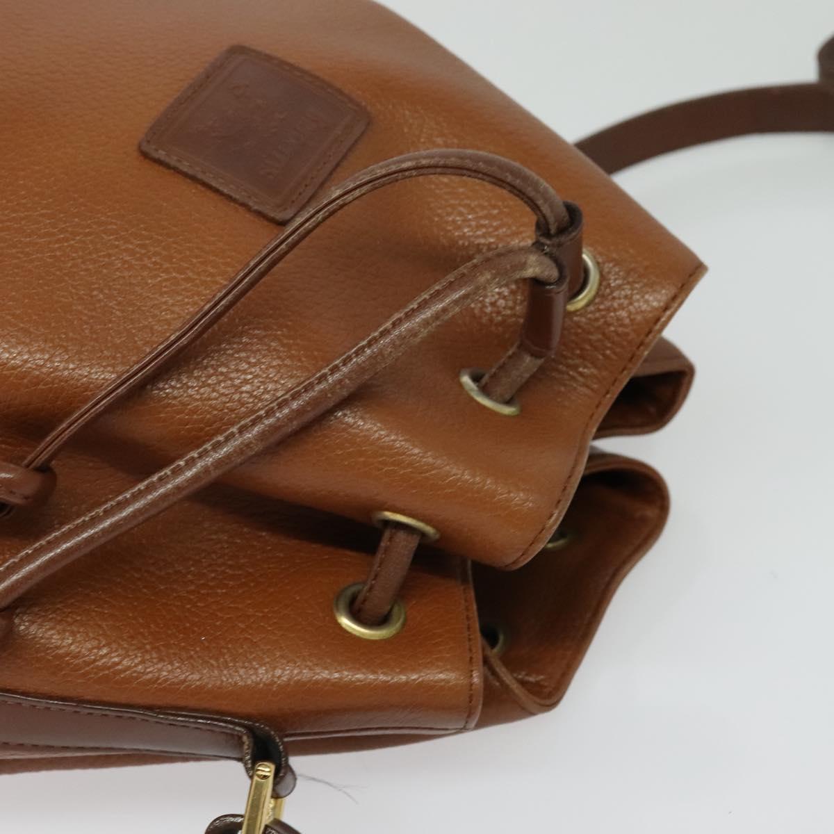 Burberrys Shoulder Bag Leather Brown Gold Auth ep9929
