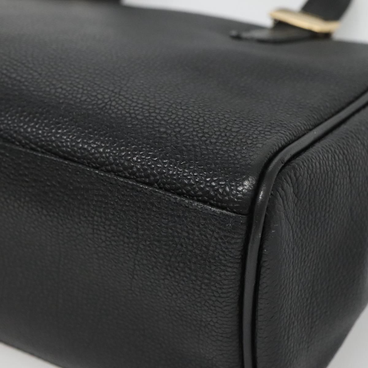 BURBERRY Hand Bag Leather Black Gold Auth ep9938