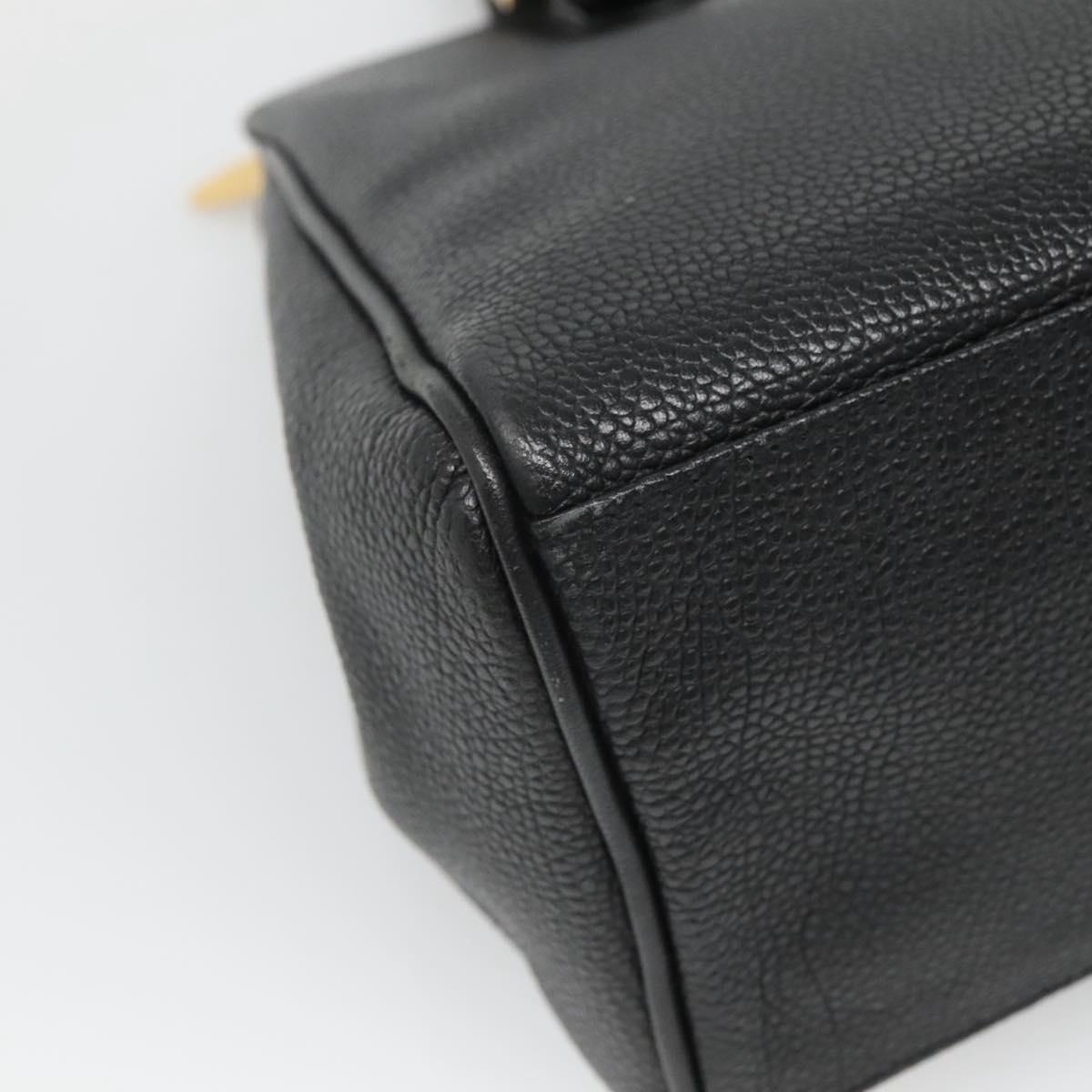 BURBERRY Hand Bag Leather Black Gold Auth ep9938