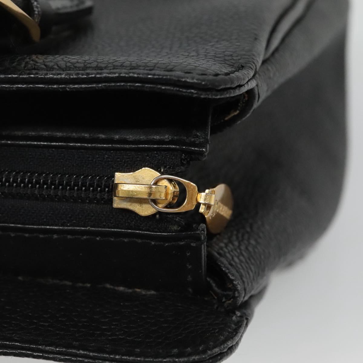 BURBERRY Hand Bag Leather Black Gold Auth ep9938