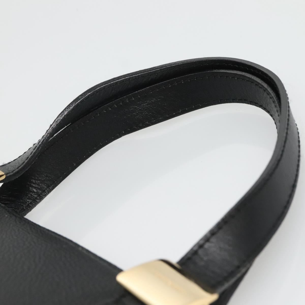 BURBERRY Hand Bag Leather Black Gold Auth ep9938
